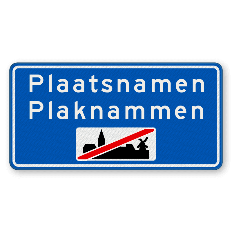 Plaatsnaambord 1600x800mm RVV H02c - Einde bebouwde kom