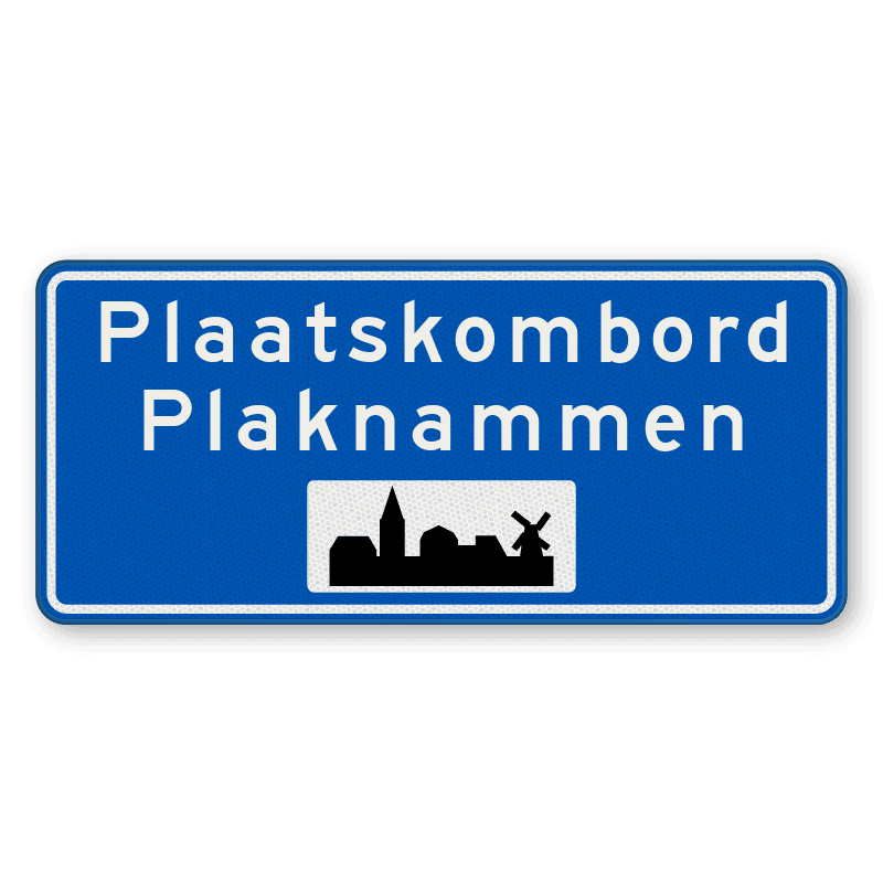 Plaatsnaambord 1800x800mm RVV H01c - Begin bebouwde kom