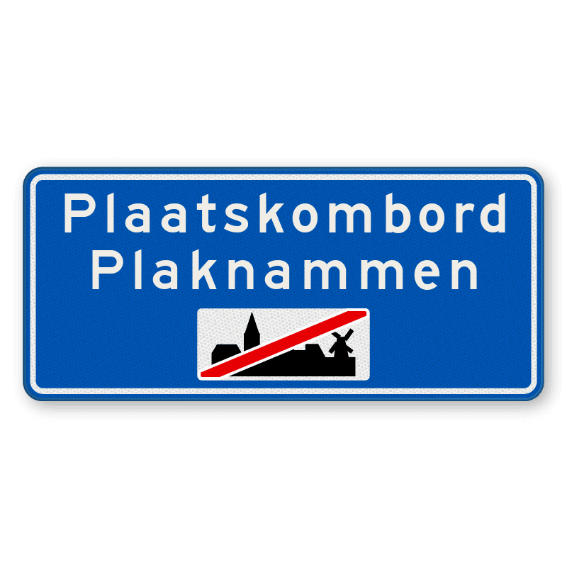 Plaatsnaambord 1800x800mm RVV H02c - Einde bebouwde kom