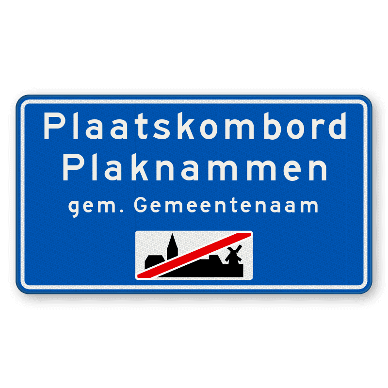 Plaatsnaambord 1800x1000mm RVV H02d - Einde bebouwde kom
