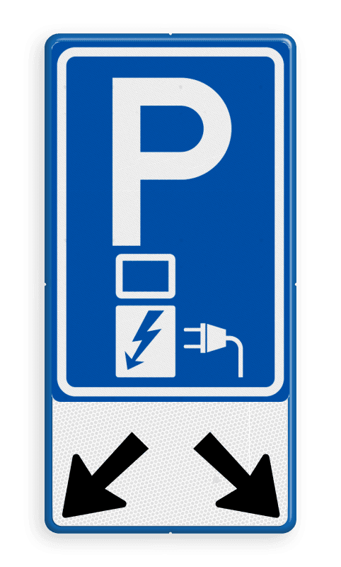 Verkeersbord elektrisch laden - met twee schuine pijlen
