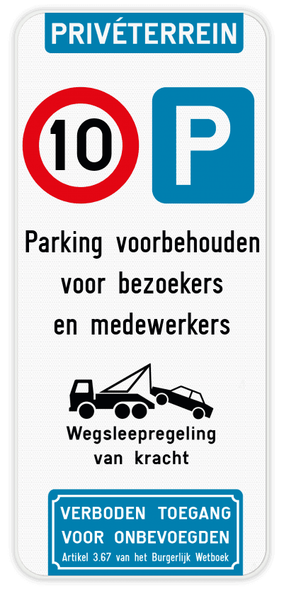 Parkeerbord Privéterrein C43-E9 + eigen tekst