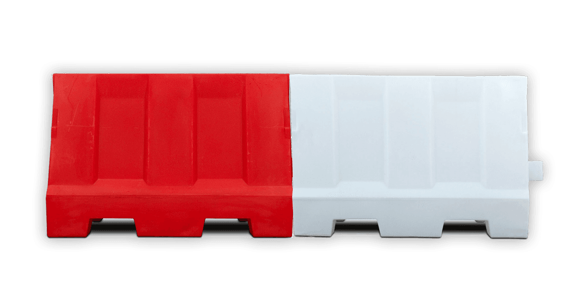 Kunststof barrier rood-wit - 1200x400x800 mm vulbaar met water of zand