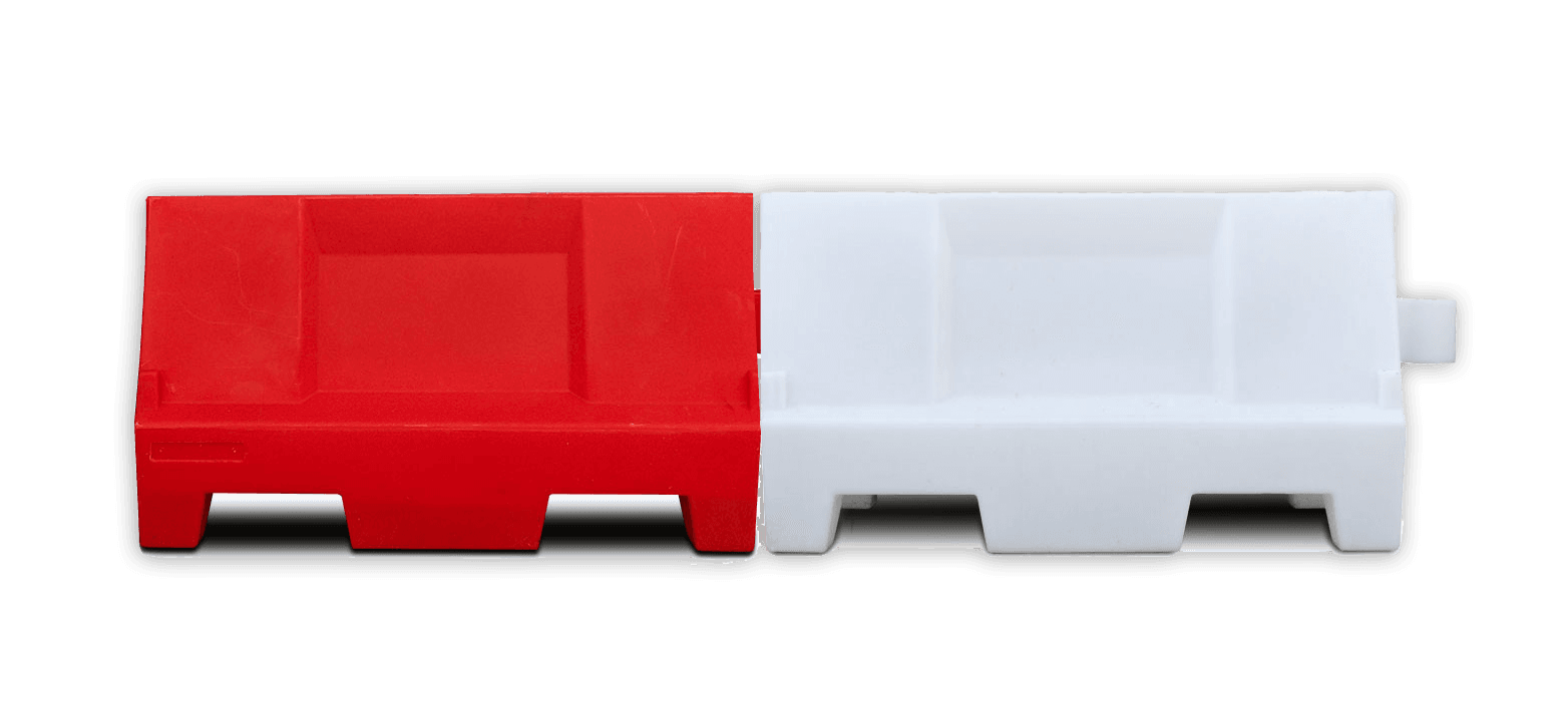 Kunststof barrier 1000x400x550mm - rood/wit - vulbaar met water of zand
