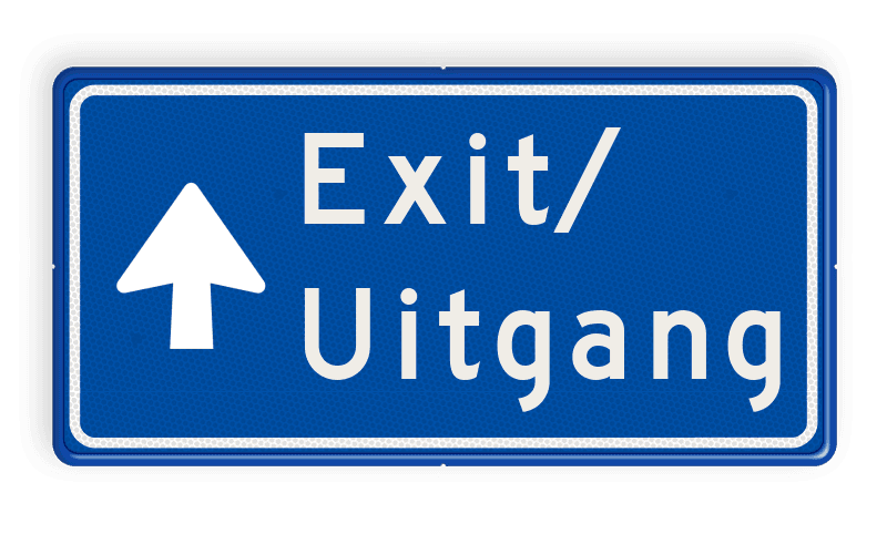 Verkeersbord exit / uitgang met pijl - reflecterend