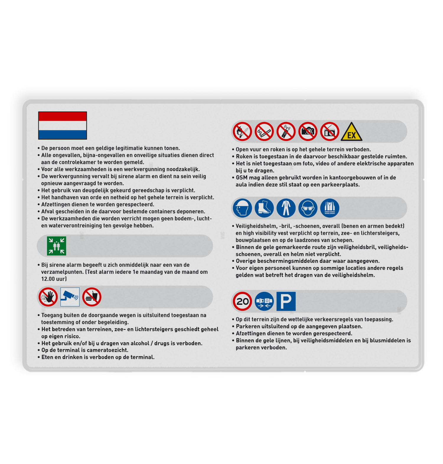 Veiligheidsbord PBM pictogrammen tekst - eigen ontwerp - reflecterend