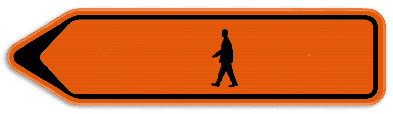 Verkeersbord SB250 F41 - Omleiding Voetganger Links