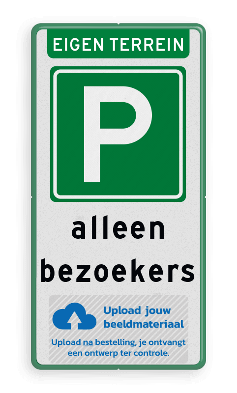 Parkeerbord voor bezoekers van eigen terrein met logo