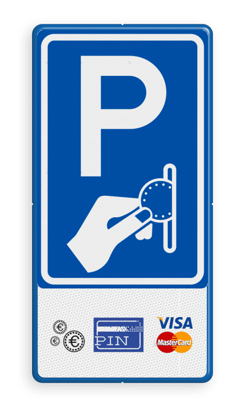 Verkeersbord RVV BW111 - Betaald parkeren + pictogrammen