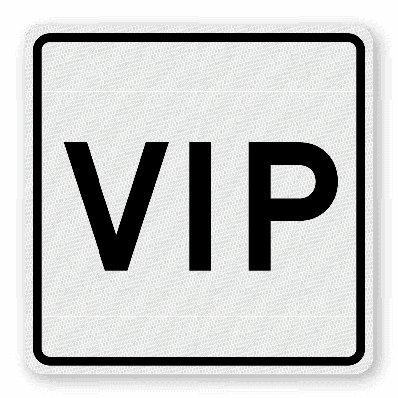 Sticker VIP 250x250mm wit met pictogram