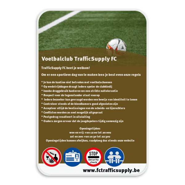 Voetbalclub TrafficSupply FC eigen tekst + pictogram