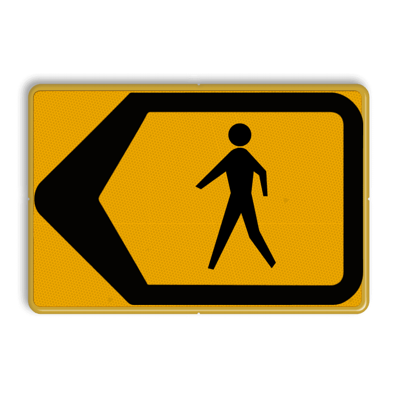Omleidingsbord - T201l - Pijlkader links + pictogram