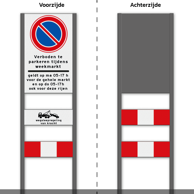 Zoneportaal RVV E01 parkeerverbod tijdens weekmarkt - reflecterend