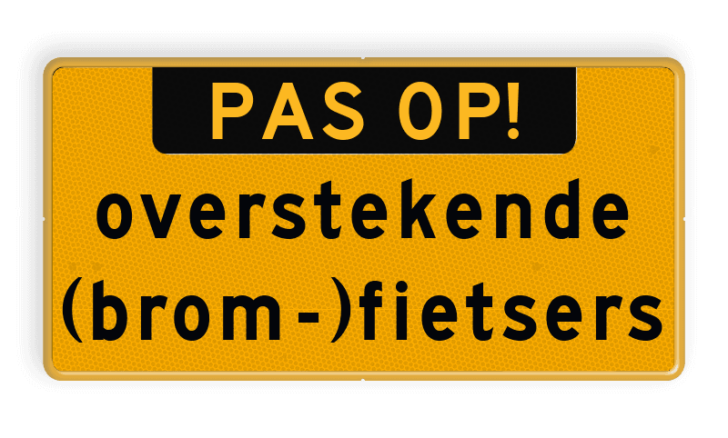 Verkeersbord pas op overstekende bromfietsers - reflecterend
