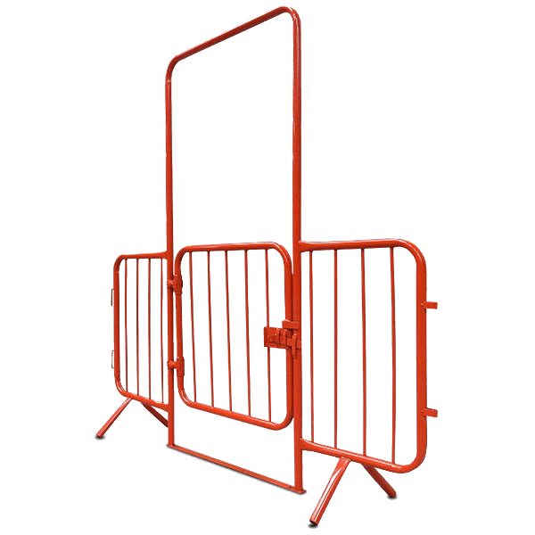 Barrière en acier galvanisé avec porte verouillable - Rouge