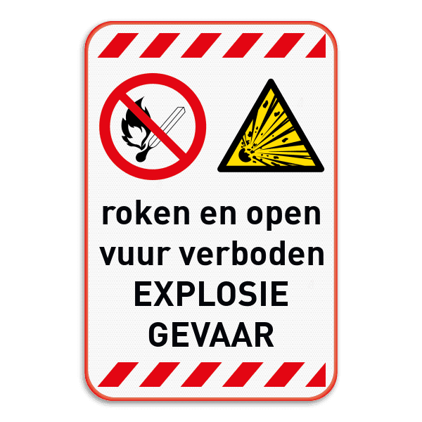 Waarschuwingsbord - roken en open vuur verboden - explosiegevaar