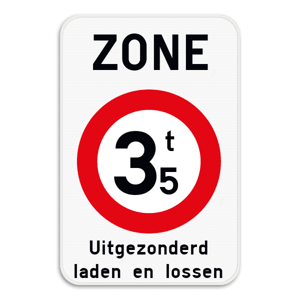 Zonebord SB250 ZC21T – verboden massa boven aanduiding - met tekstvak