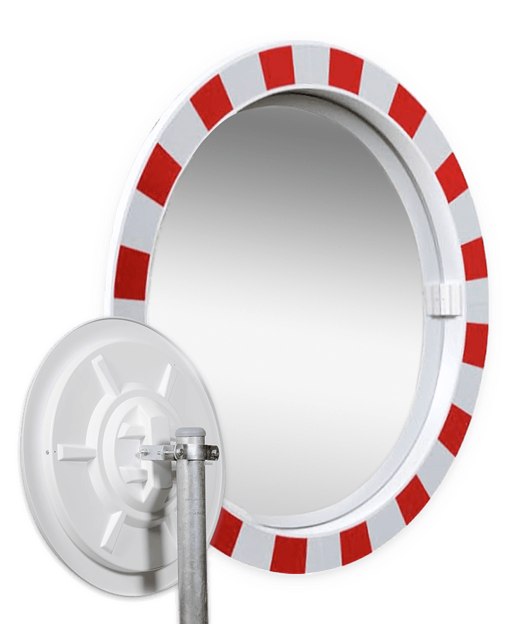 Verkeersspiegel acryl - rond 600mm - met opvallend rood/wit kader