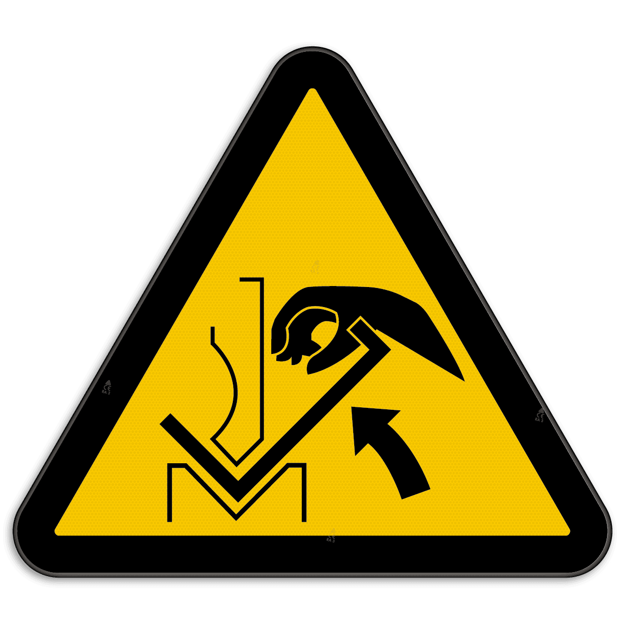 Waarschuwingsbord W031 - Gevaar voor beklemming tussen materiaal en persbank