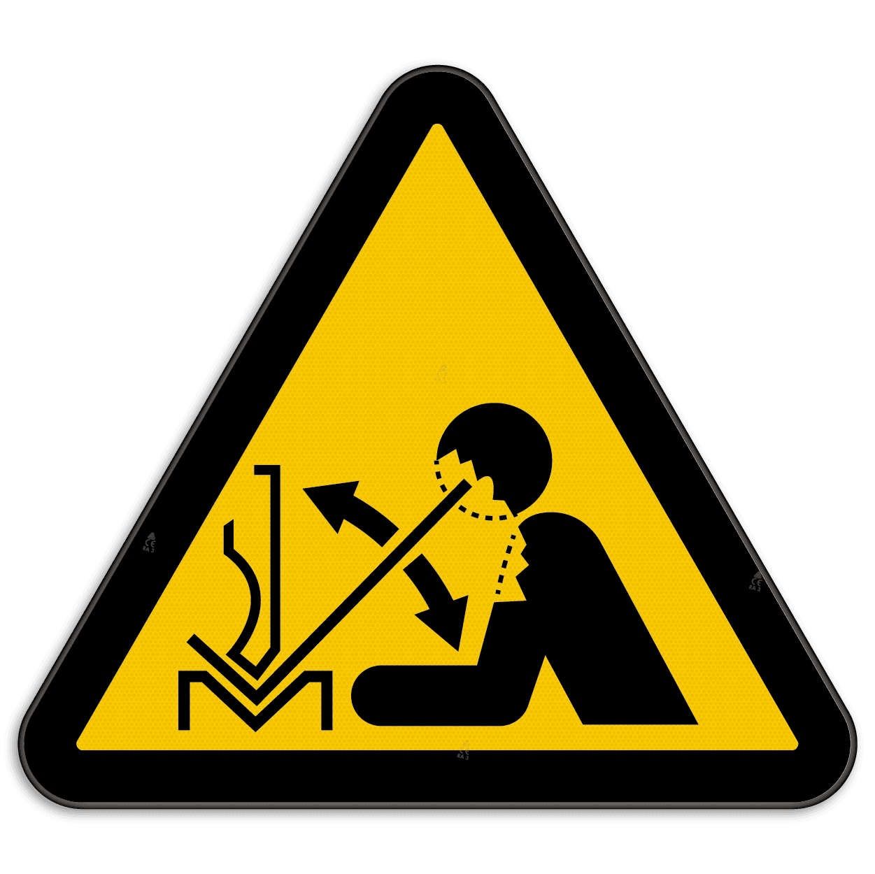 Waarschuwingsbord W032 - Gevaar voor sneldraaiend werkstuk in persbank
