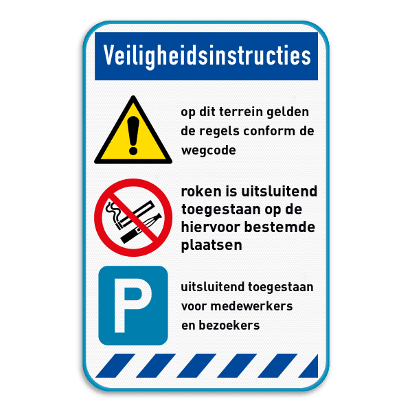 Veiligheidsbord | 3 symbolen - tekst - banners