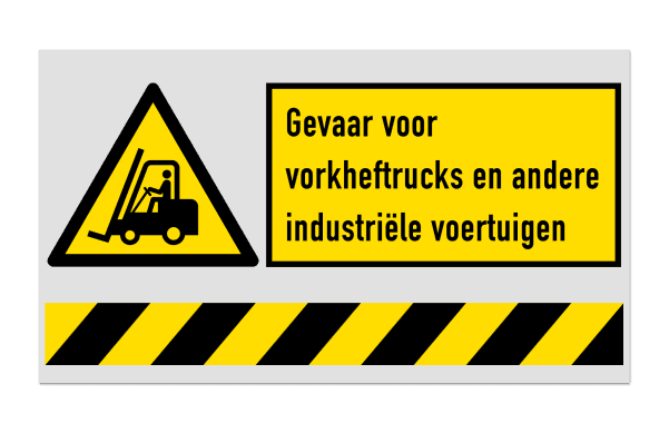Waarschuwingsbord W014 - gevaar voor vorkheftrucks + tekstblok