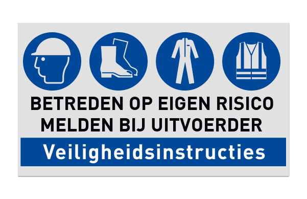 Veiligheidsbord Werf | 4 Pictogrammen + banner