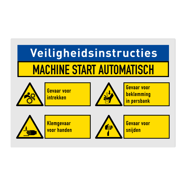 Veiligheidsbord met 4 symbolen en banner