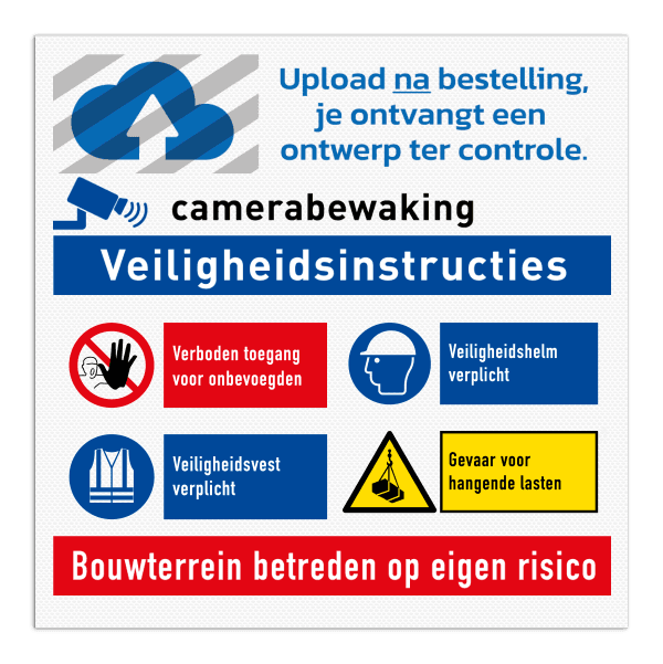 Werfbord voor bouwterrein - Veiligheidsinstructies met je logo