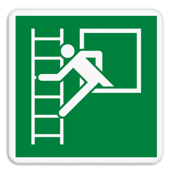 Vluchtroute bord E016 - Vluchtraam met brandladder