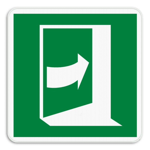 Vluchtroute bord E023 - Deur opent door rechts te drukken