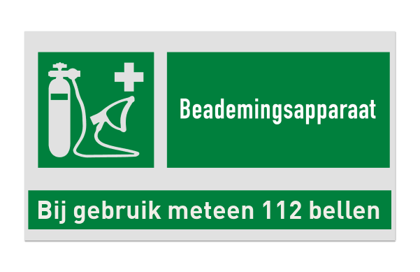 Reddingsbord E028 - Beademingsapparaat met tekst