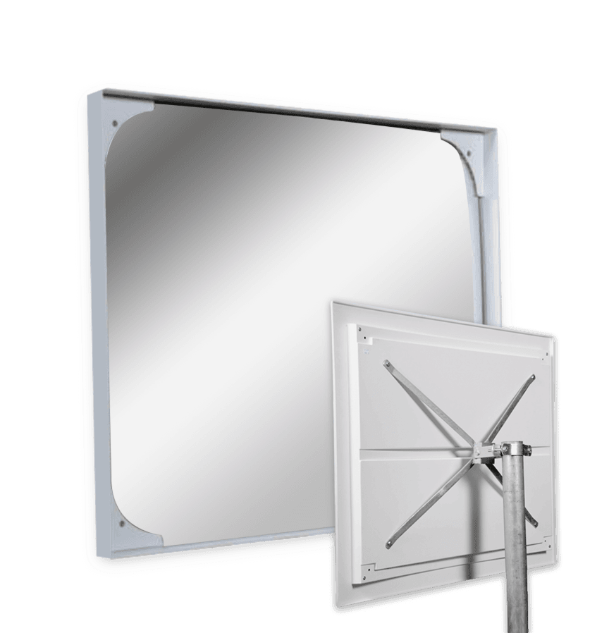 Miroir industriel rectangulaire 1000 x 800 mm en acrylique ou polycarbonate avec support Ø48-90 mm