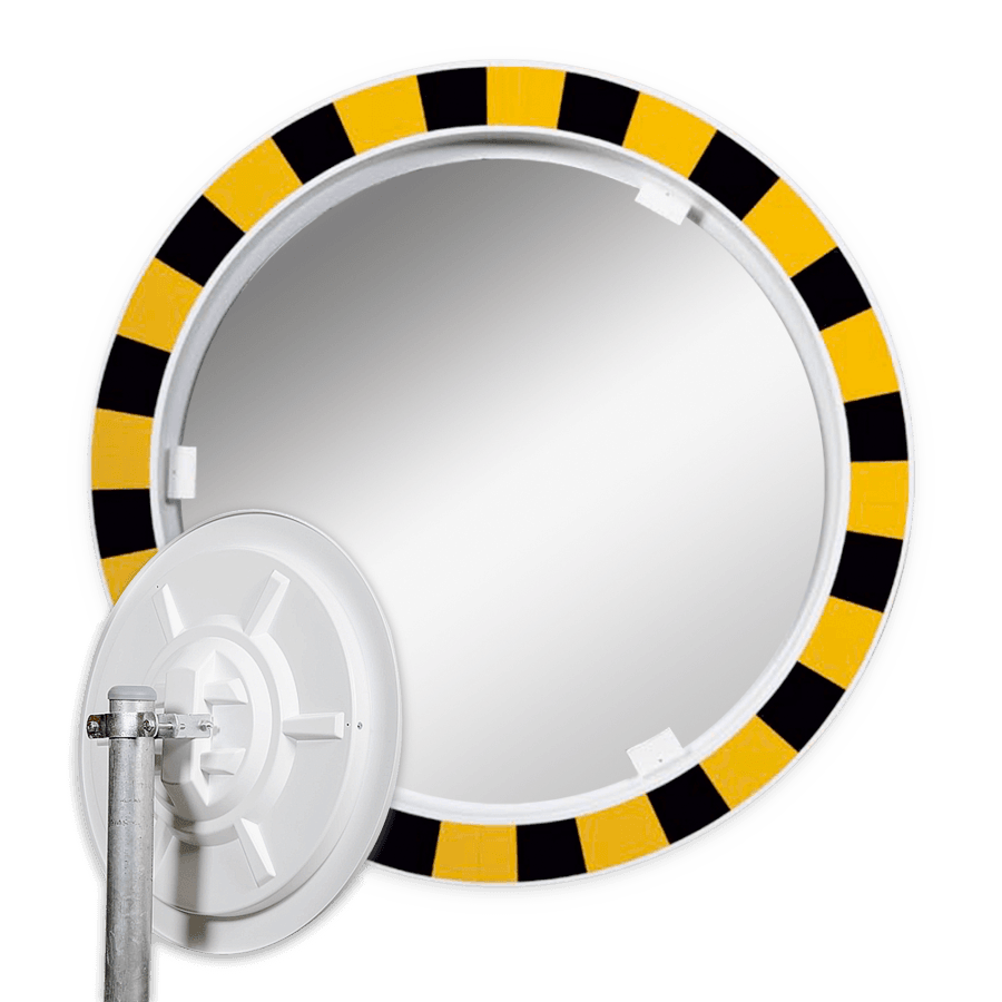 Miroir industriel rond en acrylique Ø600 mm avec cadre jaune/noir