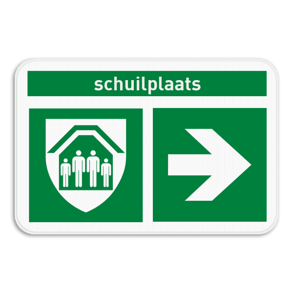Schuilplaats bord BHV Vluchtroute - E021