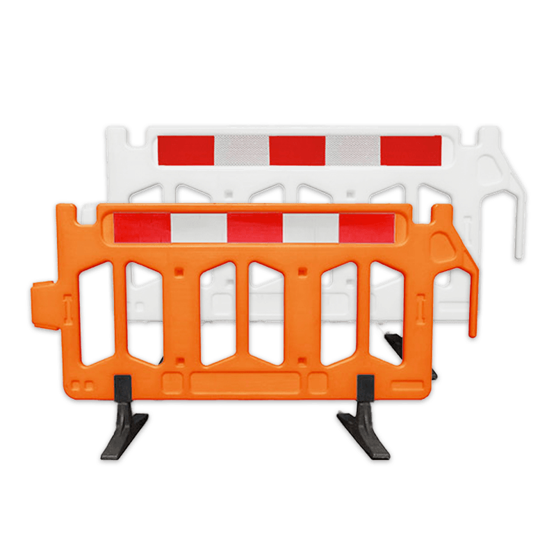 Barrière en plastique 2000x1000mm - Pieds pliants - Orange ou blanc