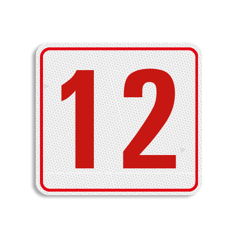 Plaque numéro de maison blanc-rouge moderne 119 x 109 mm