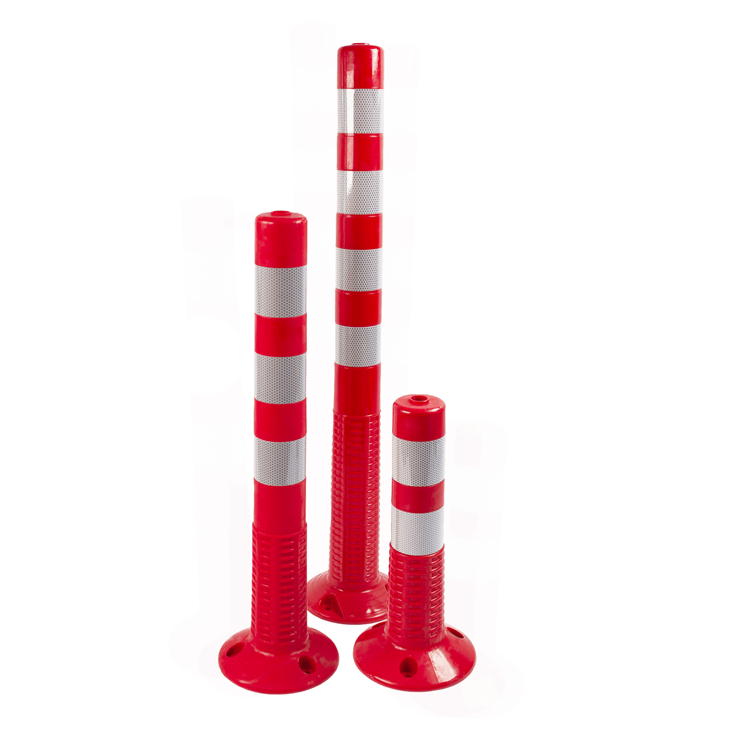 Afzetpaal rubber Ø80mm - 460/750/1000mm - rood/wit reflecterend