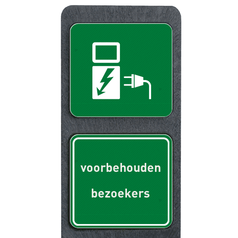 Verzwaarde bermpaal met 2 bordjes - Elektrisch opladen