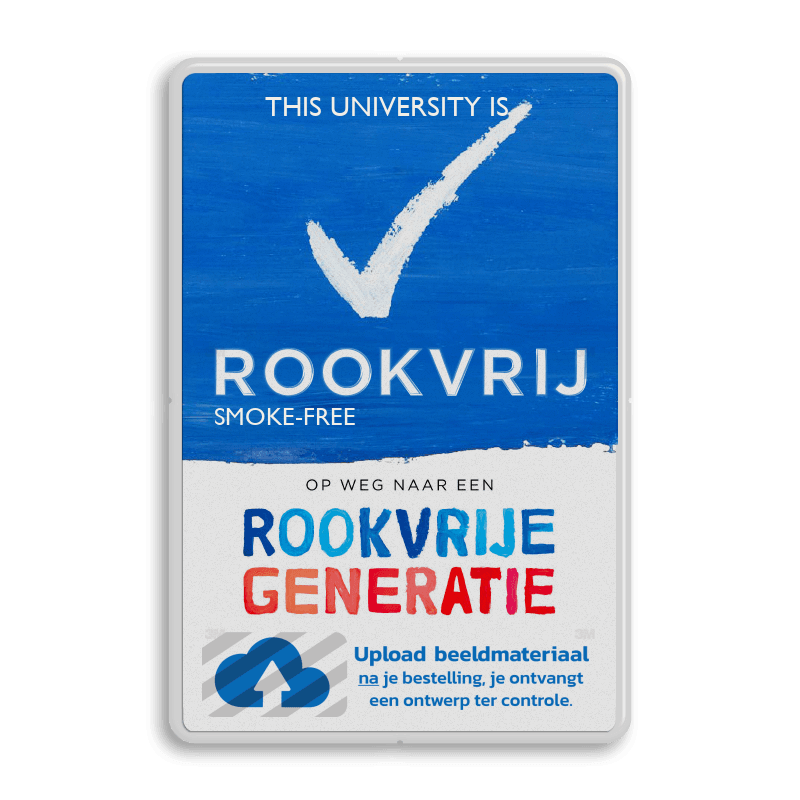 Informatiebord Rookvrij University met logo