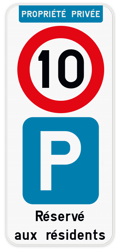 Panneau de stationnement parking privé C43-E9 + texte personnalisé