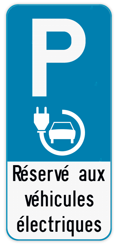 Panneau de stationnement E9 - Véhicules Électriques / Texte personnalisable