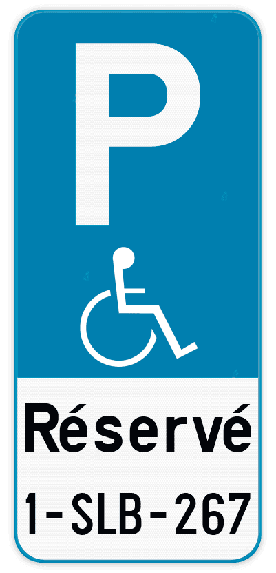 Panneau E9 Handicapé – Avec Numéro de Plaque Personnalisé