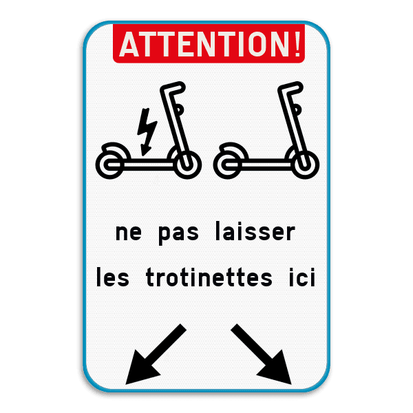 Panneau combiné avec 2 pictogrammes - Texte personnalisé - Flèches