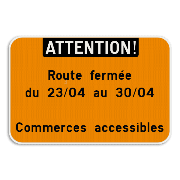 Panneau de Texte Personnalisable - Orientation Paysage Blanc/Orange