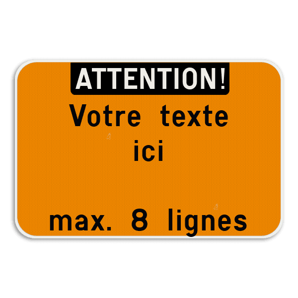 Panneau de Texte Personnalisable - Paysage Blanc/Orange Fluo