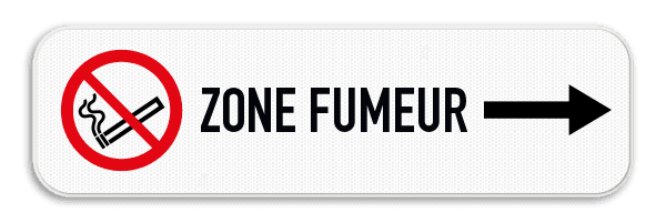 Panneau de signalisation avec flèche directionnelle - Zone non-fumeur