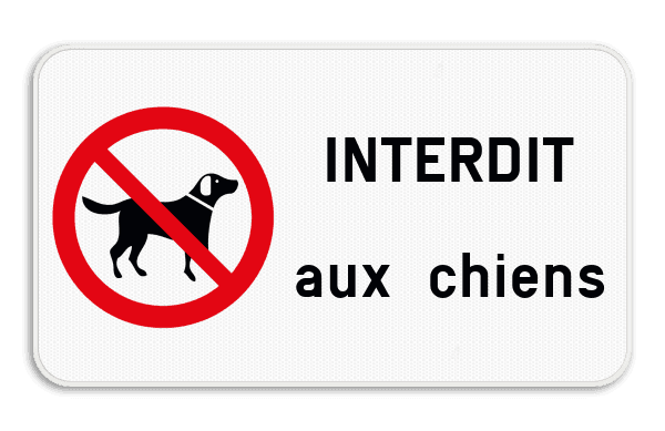Panneau “Interdit aux chiens” – personnalisable – aluminium extérieur