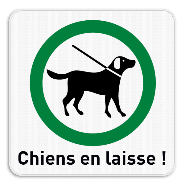 Panneau “Chiens en laisse obligatoires” – texte personnalisable