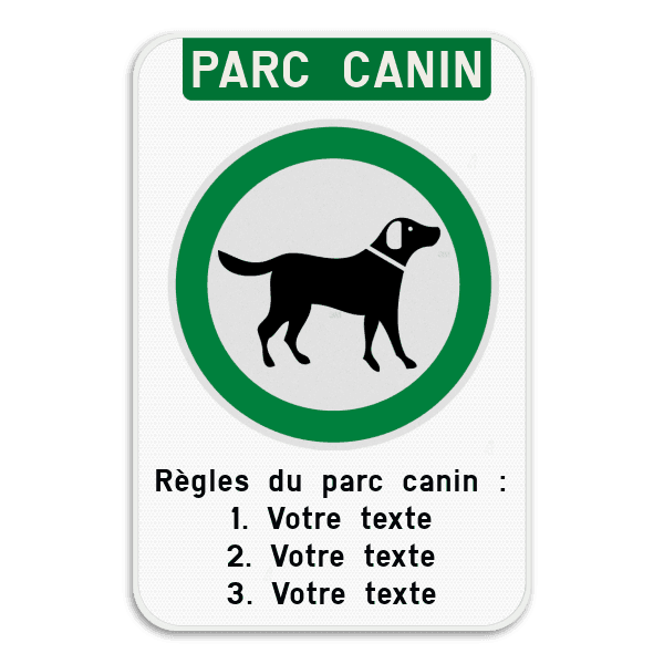 Panneau “Parc canin” – personnalisable avec texte et logo – extérieur